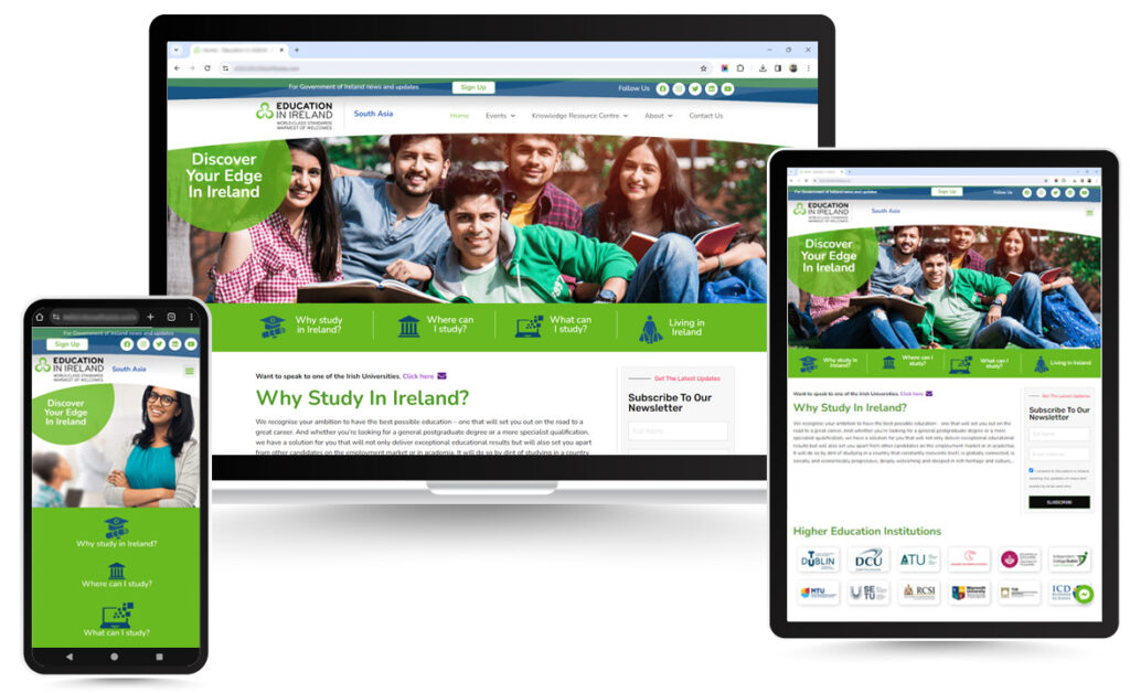 Education ireland south asia - responsive website design by episkope